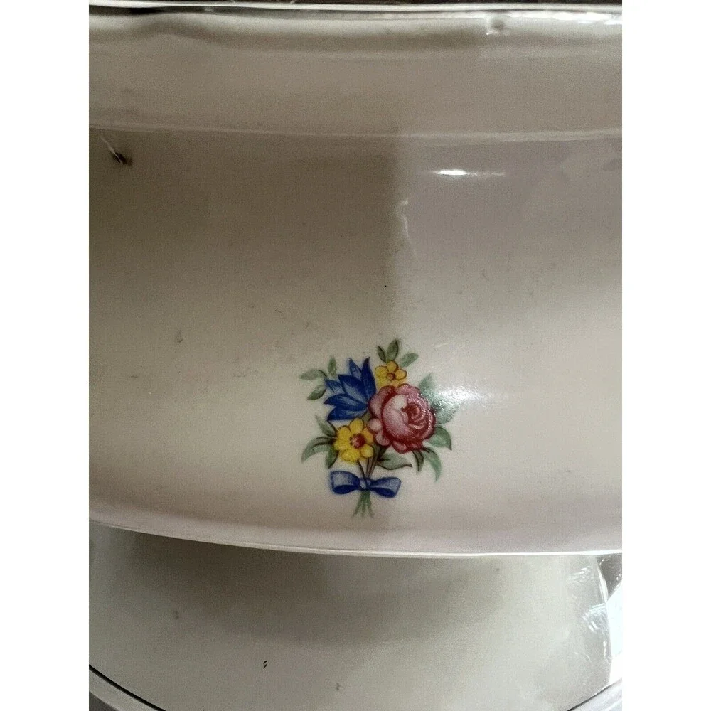 Teapot - W S George Lido Canarytone   Floral Silver Trim USA- crazing at bottom - Picture 4 of 13